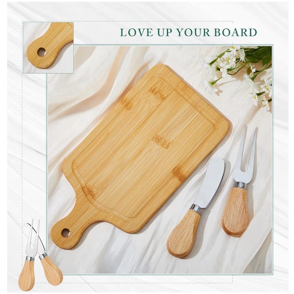 Bamboo Cheese Board and Knife Set - Picture 3 of 3